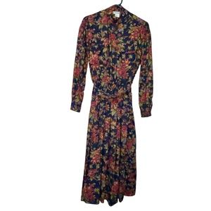 Vintage 80s Viscose Black Floral Dress By Jackie Bernard For Eklektic Size 4